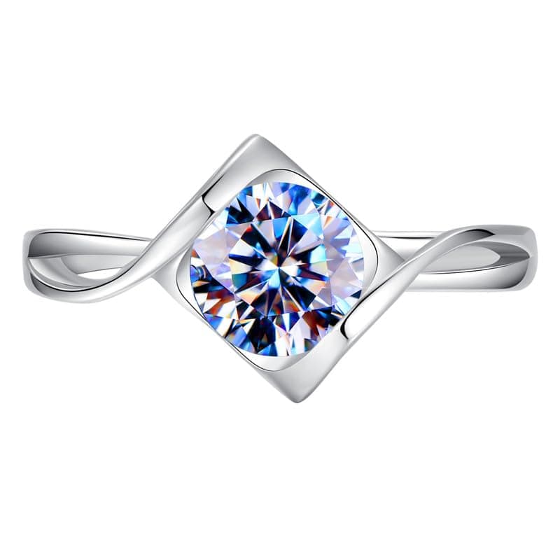 Attenlen Handmade Sterling Silver Heart Moissanite Engagement Ring Gift Box For Her