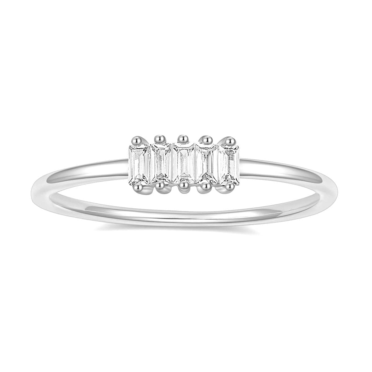 TIGRADE 14k Gold Plated 1.5mm Stacking Baguette CZ Ring Size 3-12 Women
