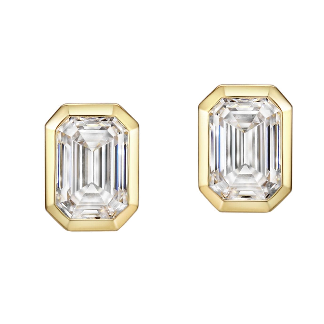 Michooyel 1ct Emerald Cut 18k Gold Plated Sterling Silver Stud Earrings for Women