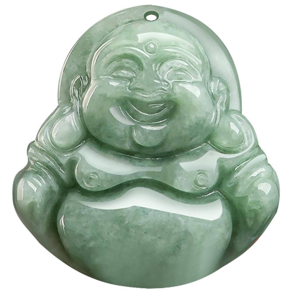 Grade A Certified Natural Jade Buddha Pendant Necklace, Feng Shui Luck Amulet