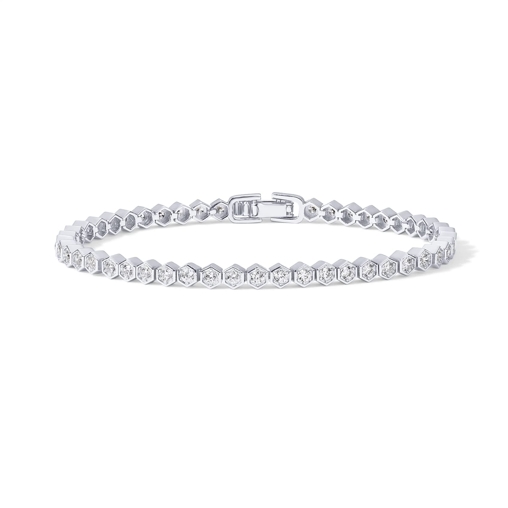 Pavoi 14K Gold Plated 2mm Cubic Zirconia Honeycomb Bracelet | Women's Gold SizeS