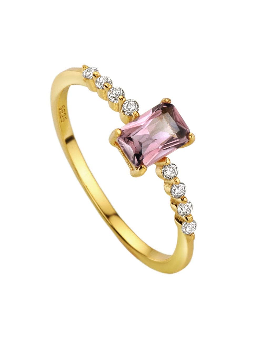 Michooyel S925 Dainty Baguette Birthstone Rings for Women