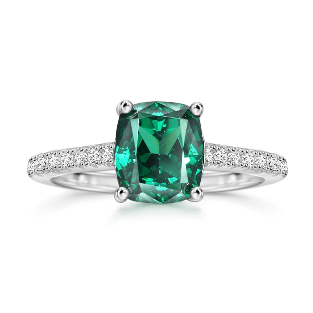 Michooyel 1.5ct Cushion Cut S925 Green Wedding Ring for Women