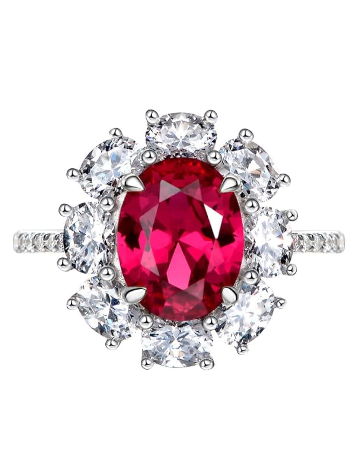 Michooyel 2.0ct Pigeon Blood Ruby Oval Cut Engagement Ring Bands