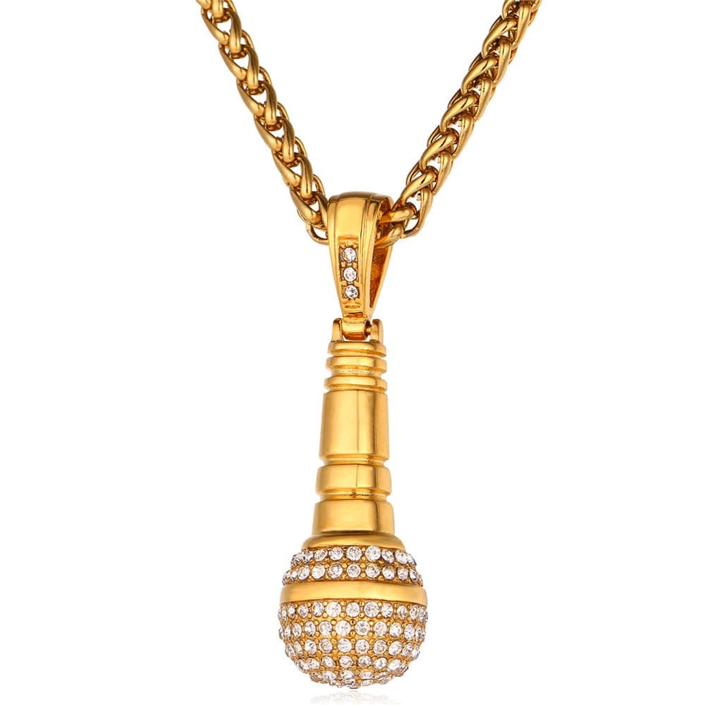 Stainless Steel 18K Gold Plated Rock Music Necklace Adjustable Chain Men Women Teens