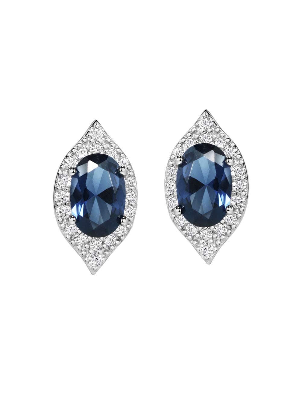 Refined Title: Michooyel S925 Sapphire CZ Eye-Shaped Stud Earrings