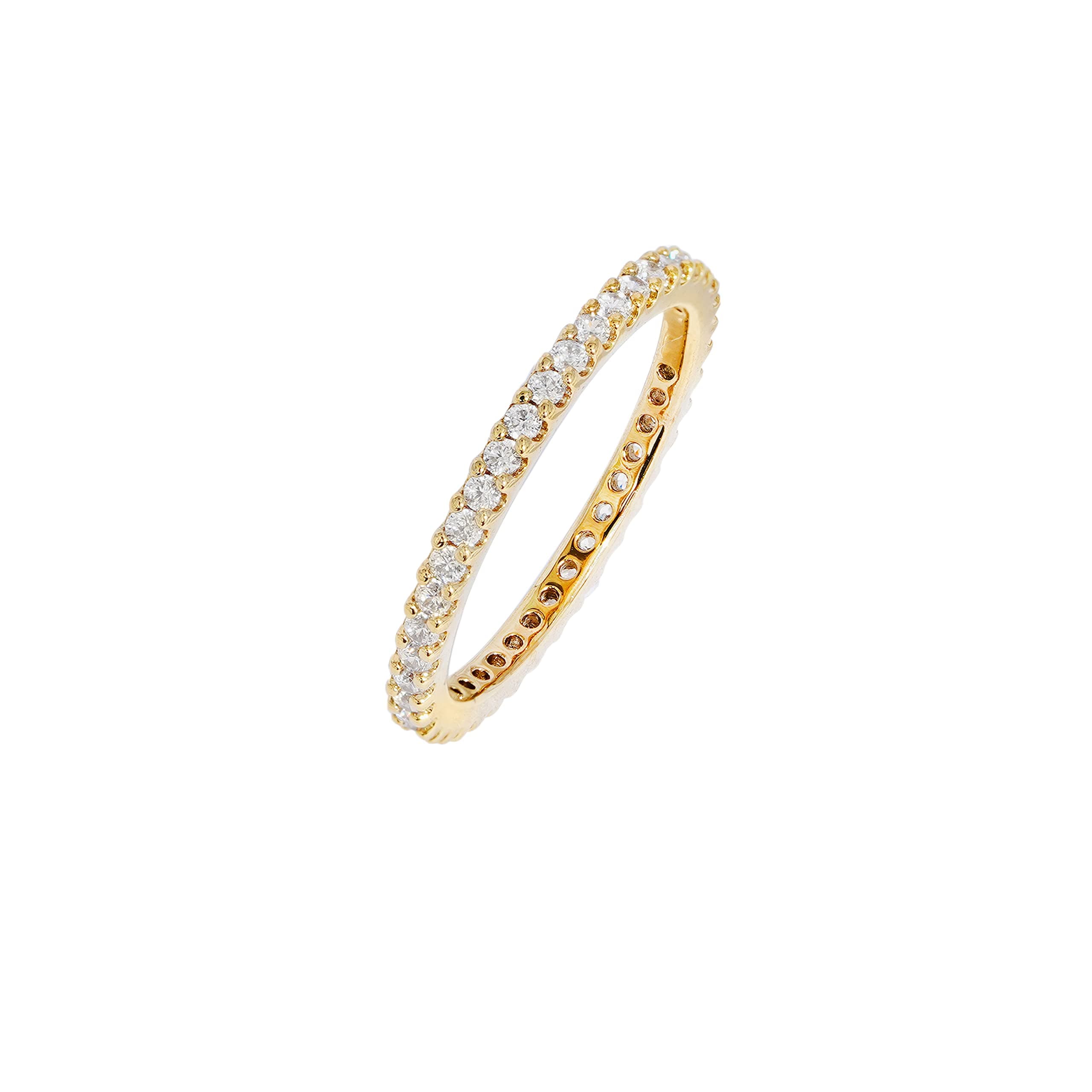 Amazon Essentials Rhodium Plated Single Row Pave Stackable Ring Size