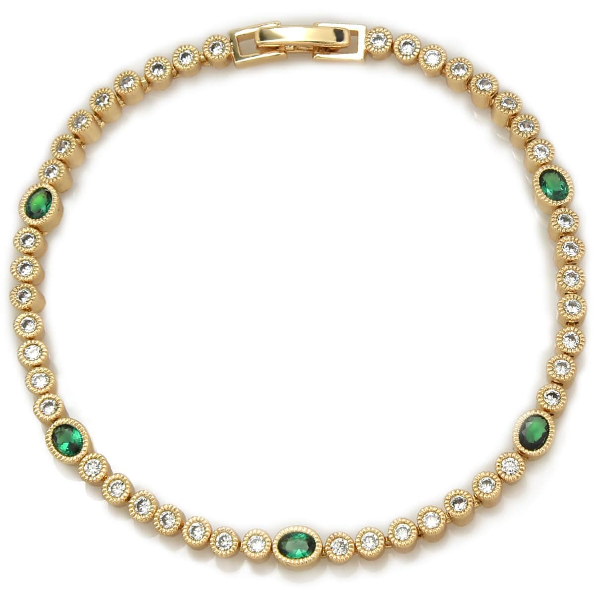 KZZENKI 3mm Gold Cubic Zirconia Tennis Bracelet, 7 Inch