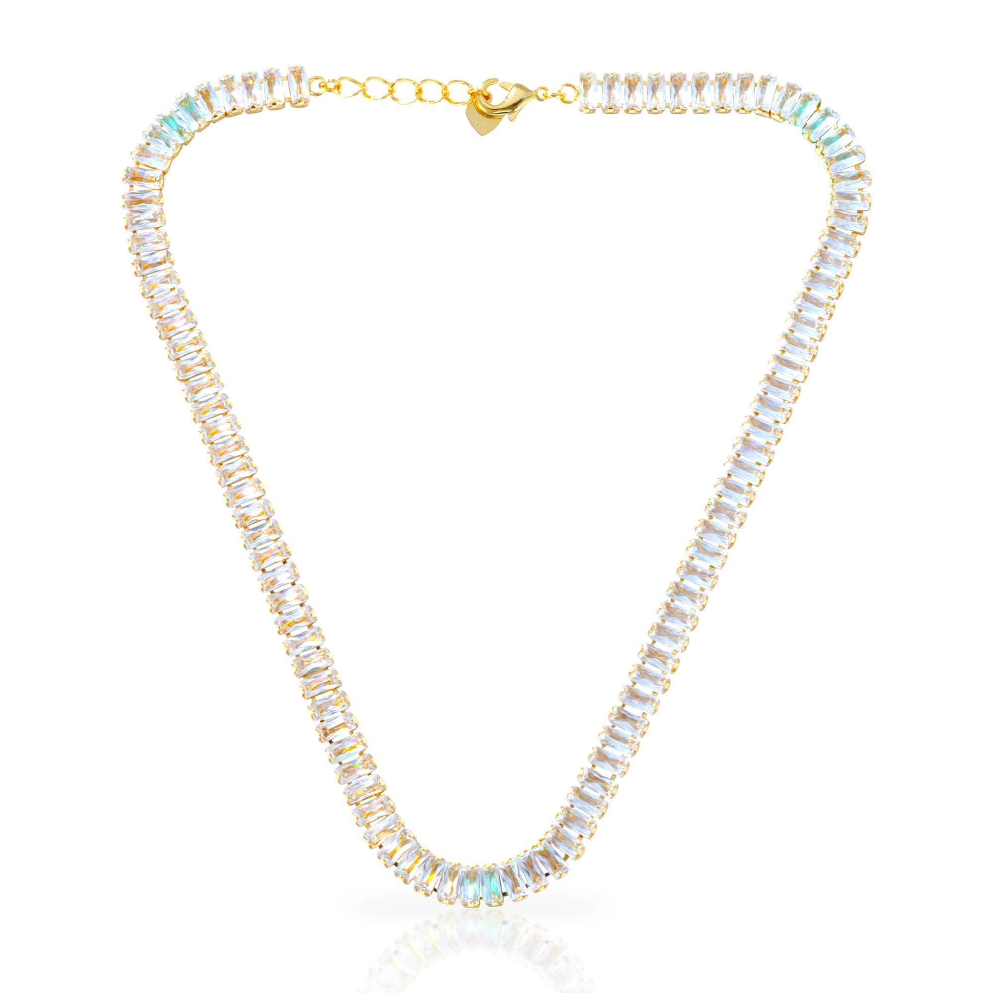 LNY 14K Gold Rhinestone Tennis Choker for Women