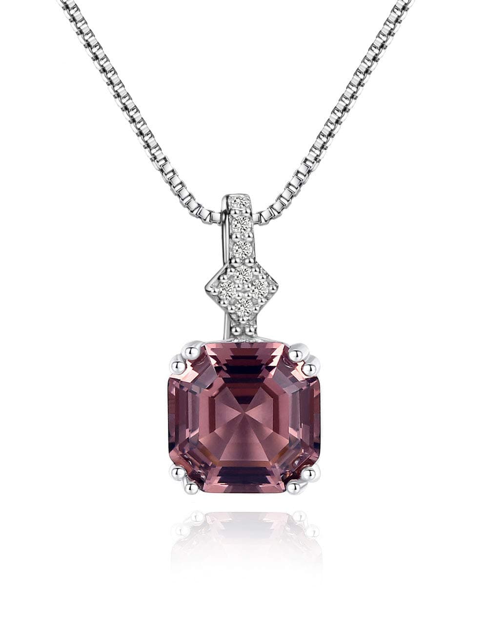 Michooyel S925 Cubic Zirconia/Morganite Asscher Cut Pendant Necklace for Women