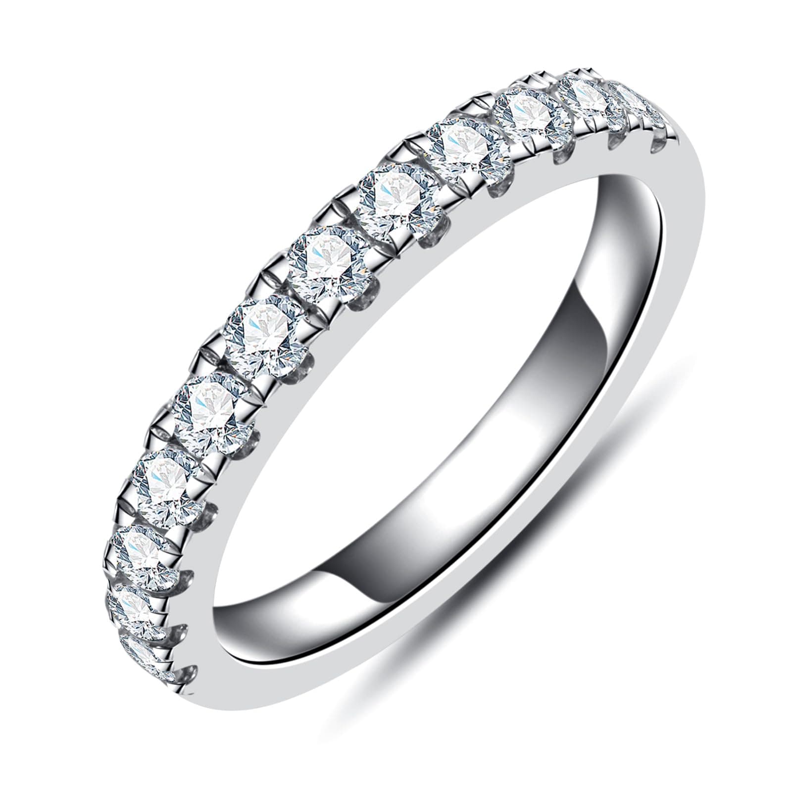 Yeesoth 2.5MM D Color VVS1 Round Moissanite Half Eternity Band Wedding Ring for Women