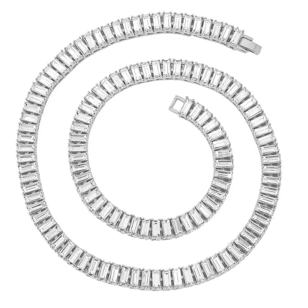 HH BLING EMPIRE Men's Silver and Gold Diamond Tennis Chains 16-30 Inches