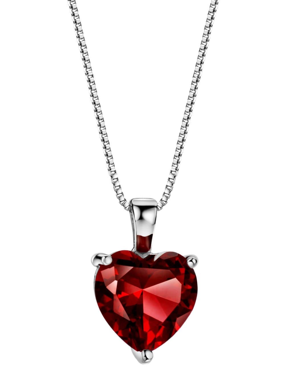 Michooyel S925 Rhodolite Garnet Heart Solitaire Pendant Necklace