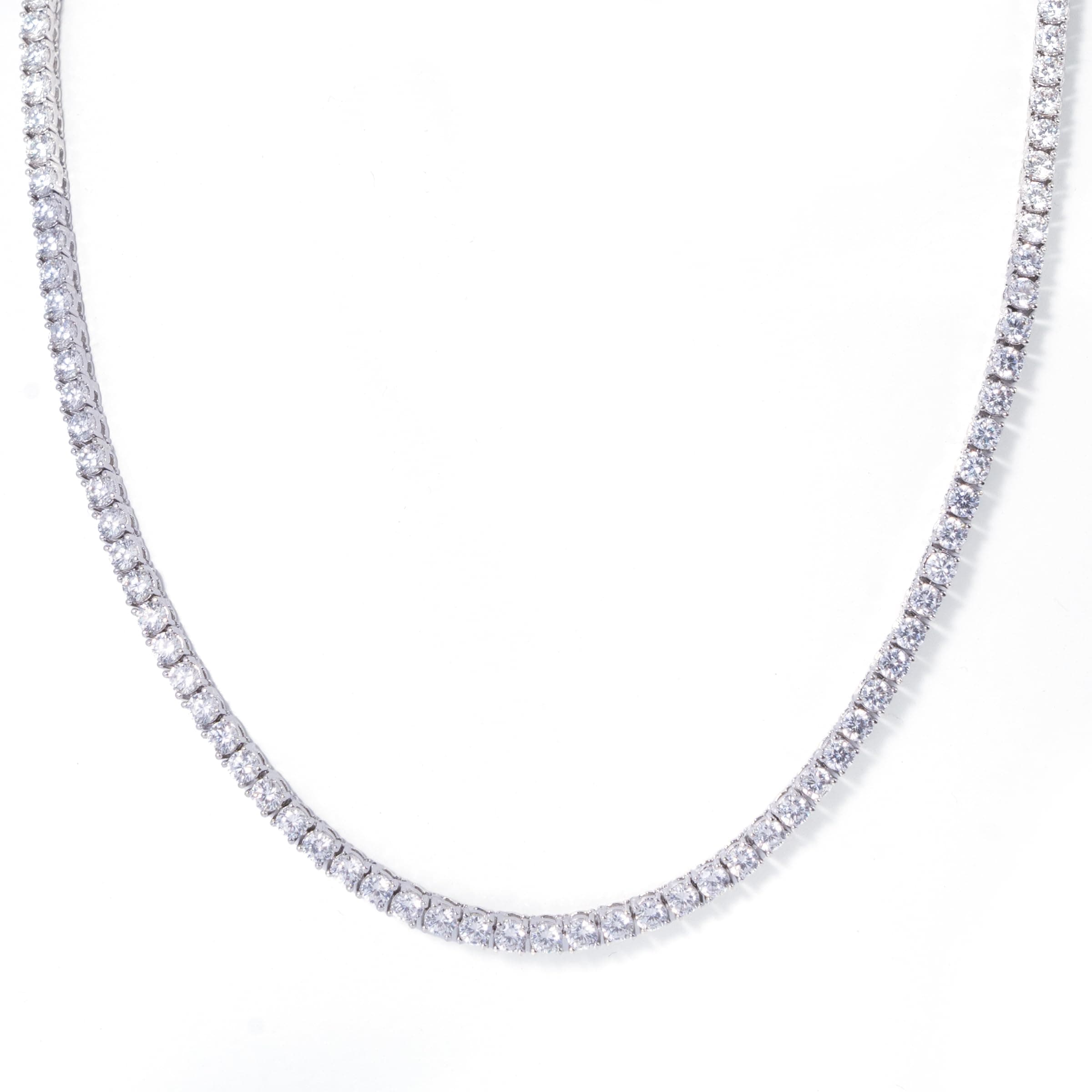 DUALFERV Women's 18K Gold Plated Tennis Necklace & Bracelet, Cubic Zirconia, 3mm, Long Chain