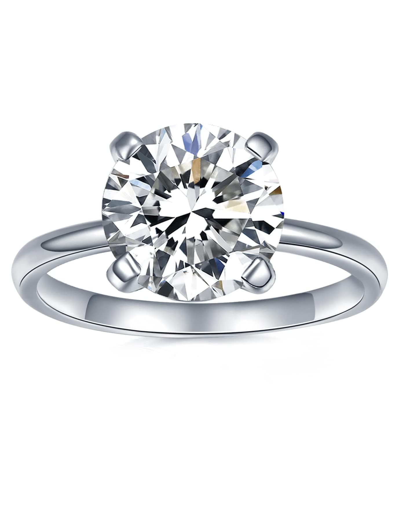 IMOLOVE Solitaire Moissanite Engagement Ring, 1CT D Color VVS1, 925 Sterling Silver & 18K White Gold Plated