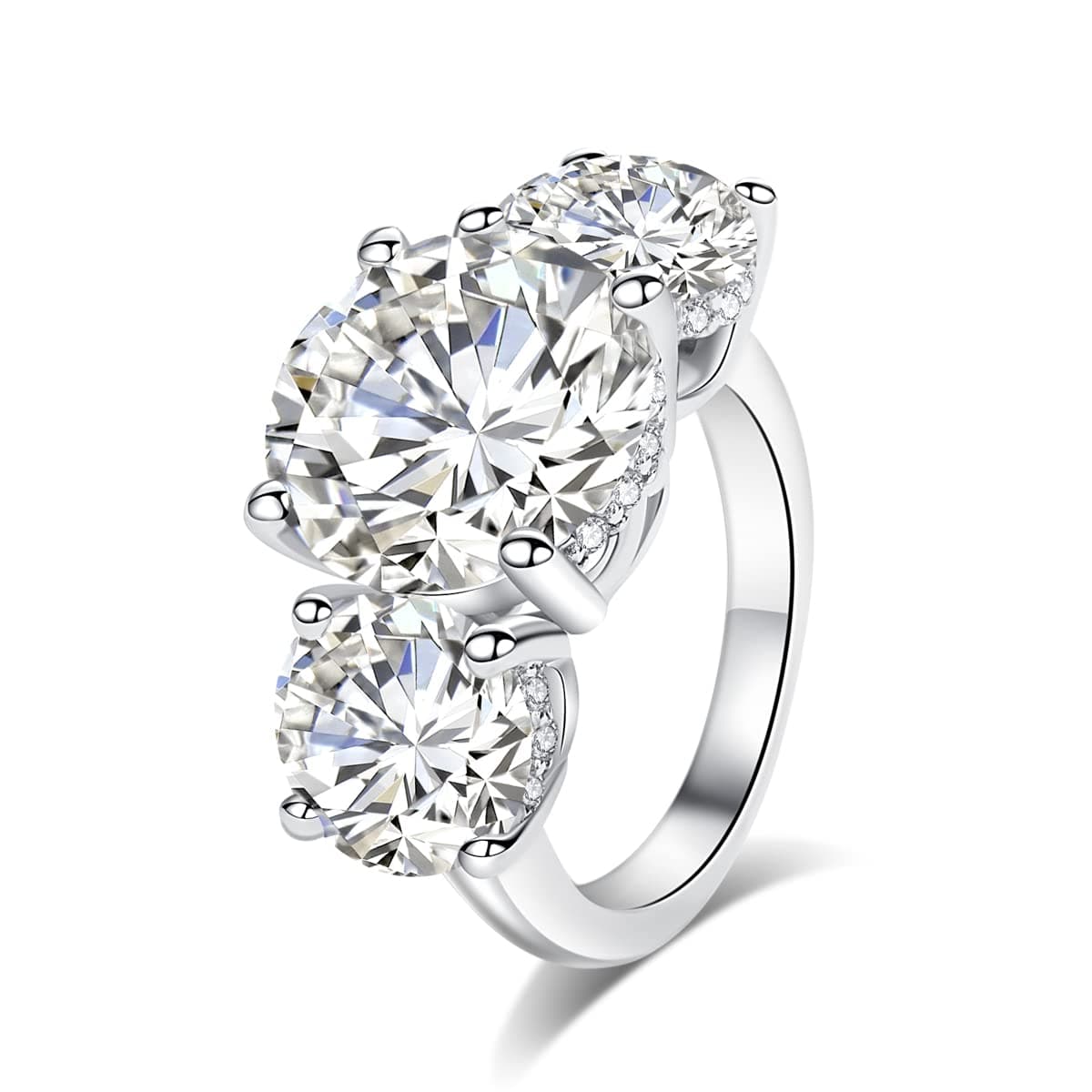 Women's Moissanite 3-Stone Engagement Ring