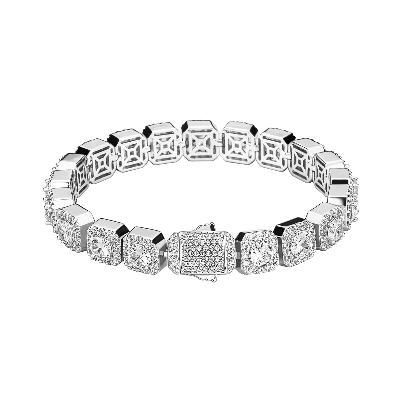 JINAO JINAO Silver 14k Gold Plated Men Women Tennis Bracelet (Silver, 7.0)
