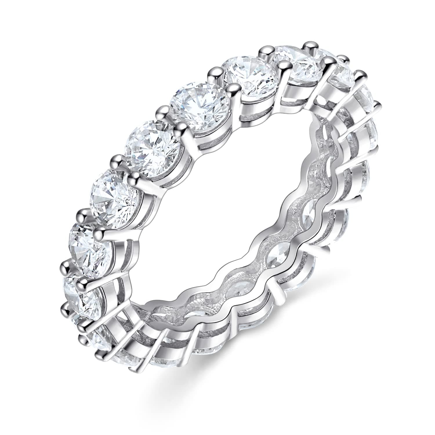 Gemsme 18K White Gold Filled CZ Eternity Ring for Women Size 5-10