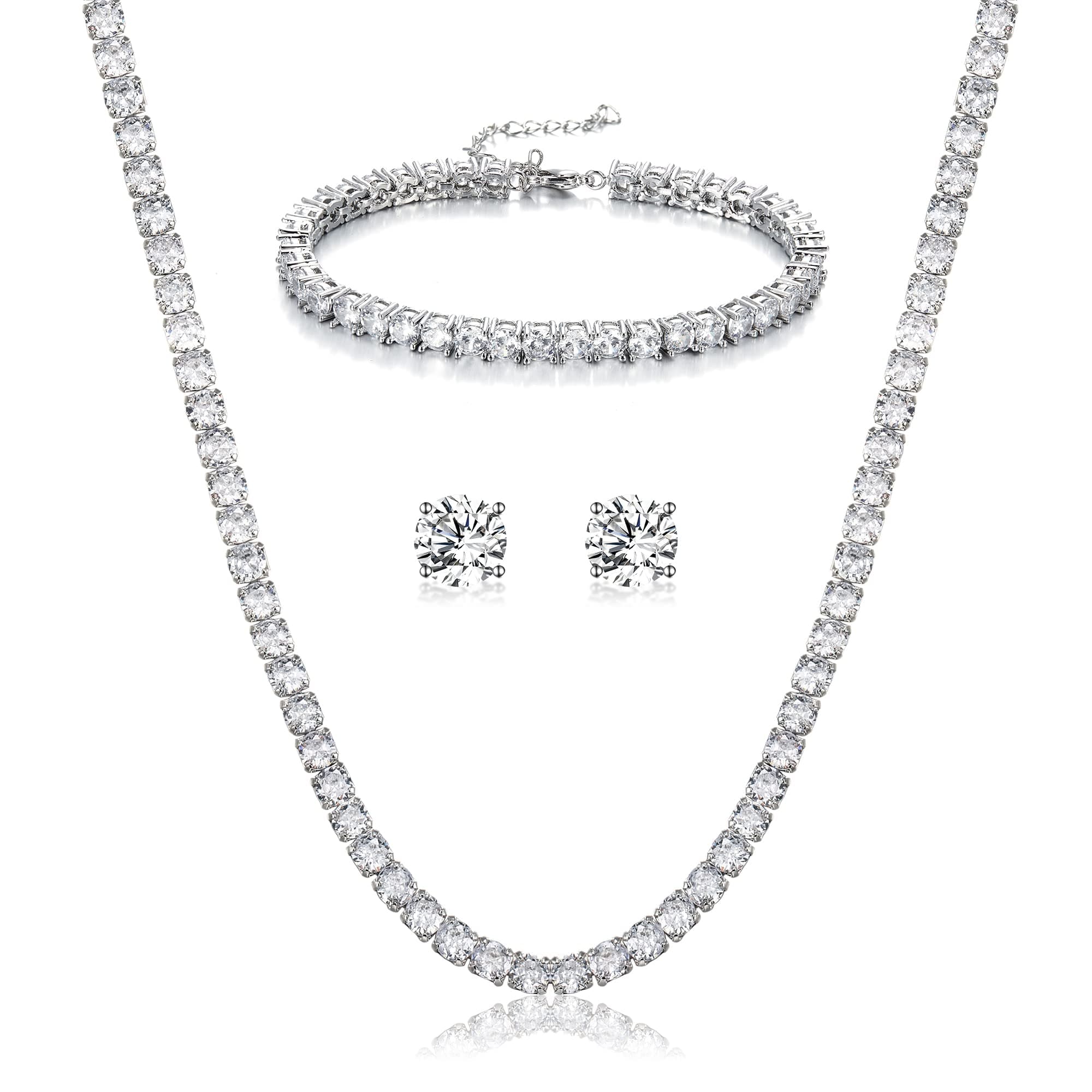 Crysdue Wedding Jewelry Set: Elegant Dangle Earrings & Teardrop Necklace for Bridal Party