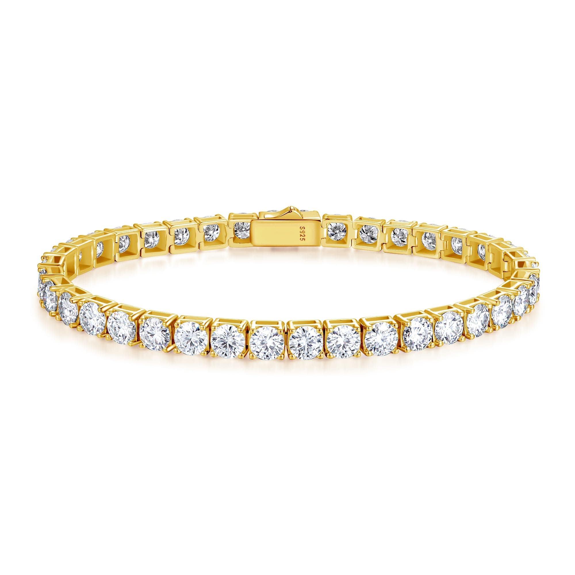 FANCIME 18K Gold Plated Moissanite Tennis Bracelet 4.7-19 Carats
