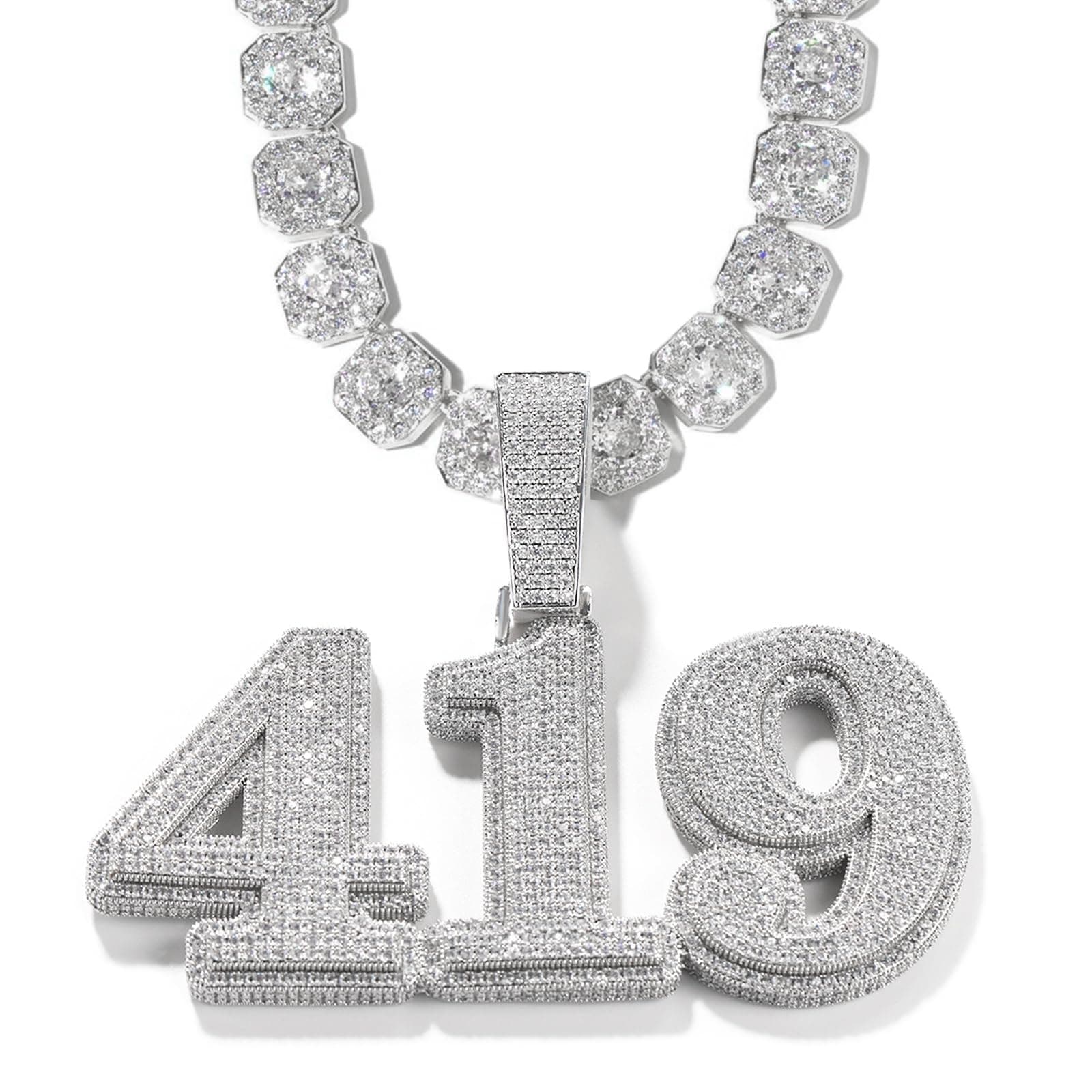 3UMeter Diamond Iced Out Custom Name Chain Necklace for Men & Women