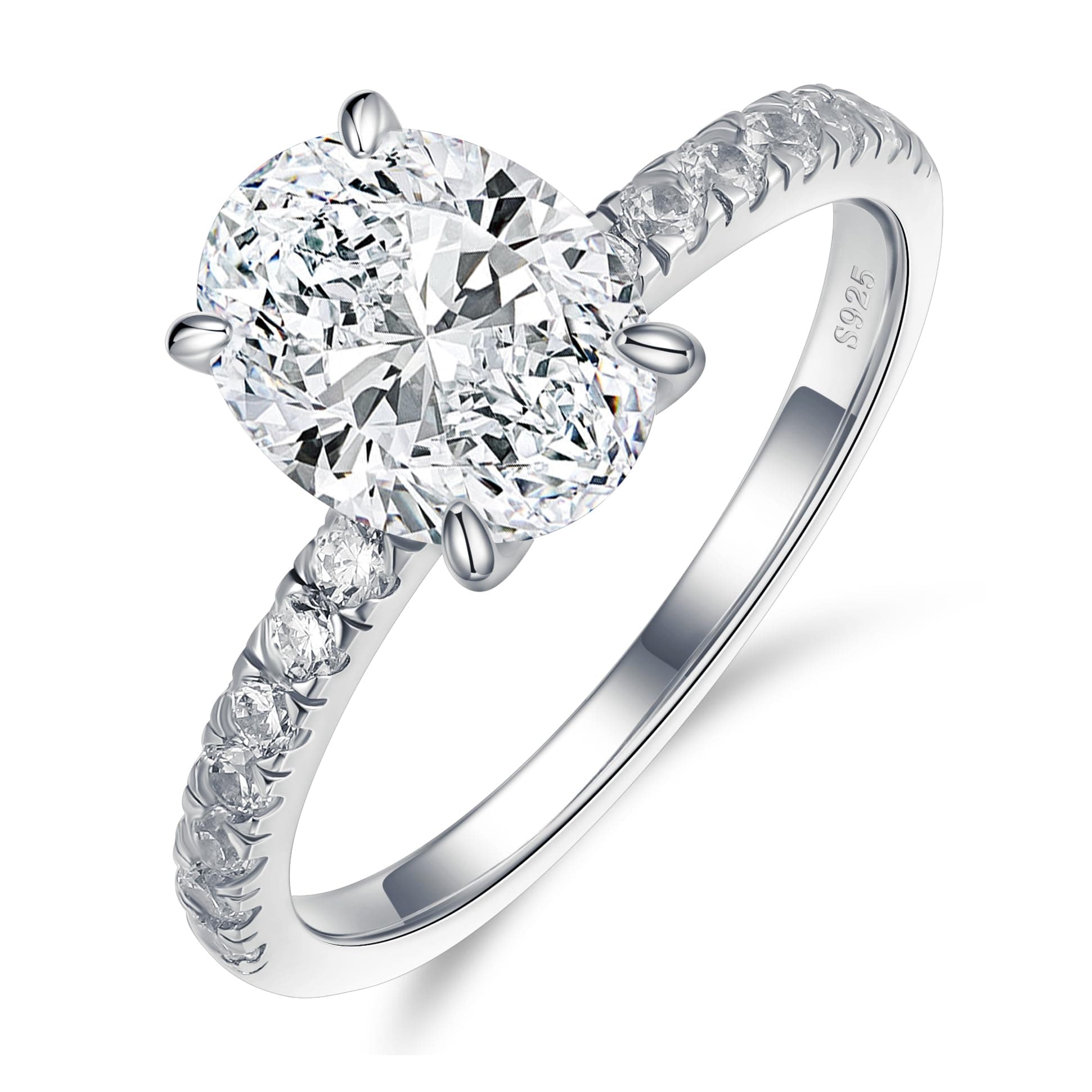 MOOSEA Women's VVS1 Clarity Moissanite Engagement Ring, 18K White Gold Plated