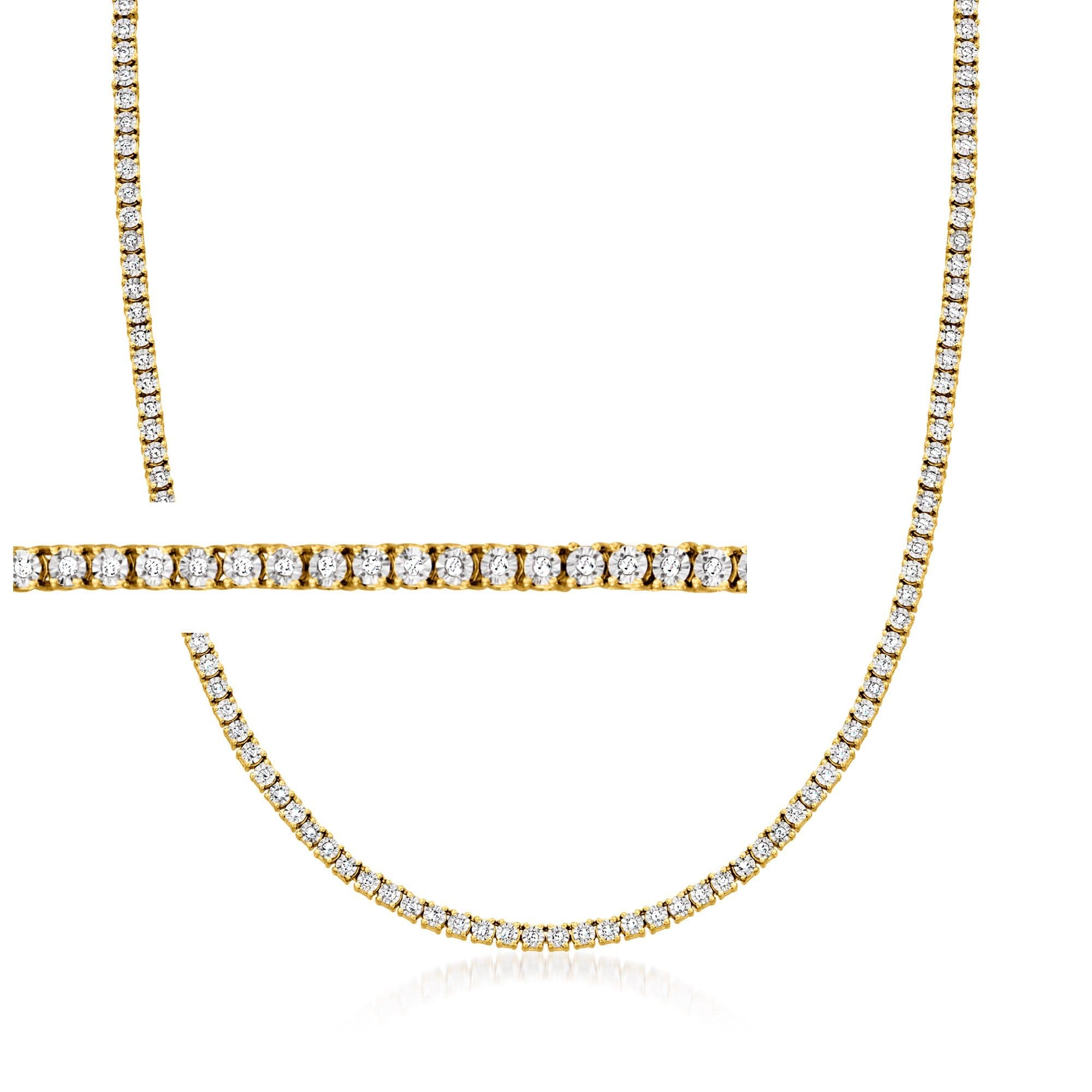 Ross-Simons 1.00 ct. t.w. Diamond Tennis Necklace, 18kt Gold Over Sterling, 16 inches