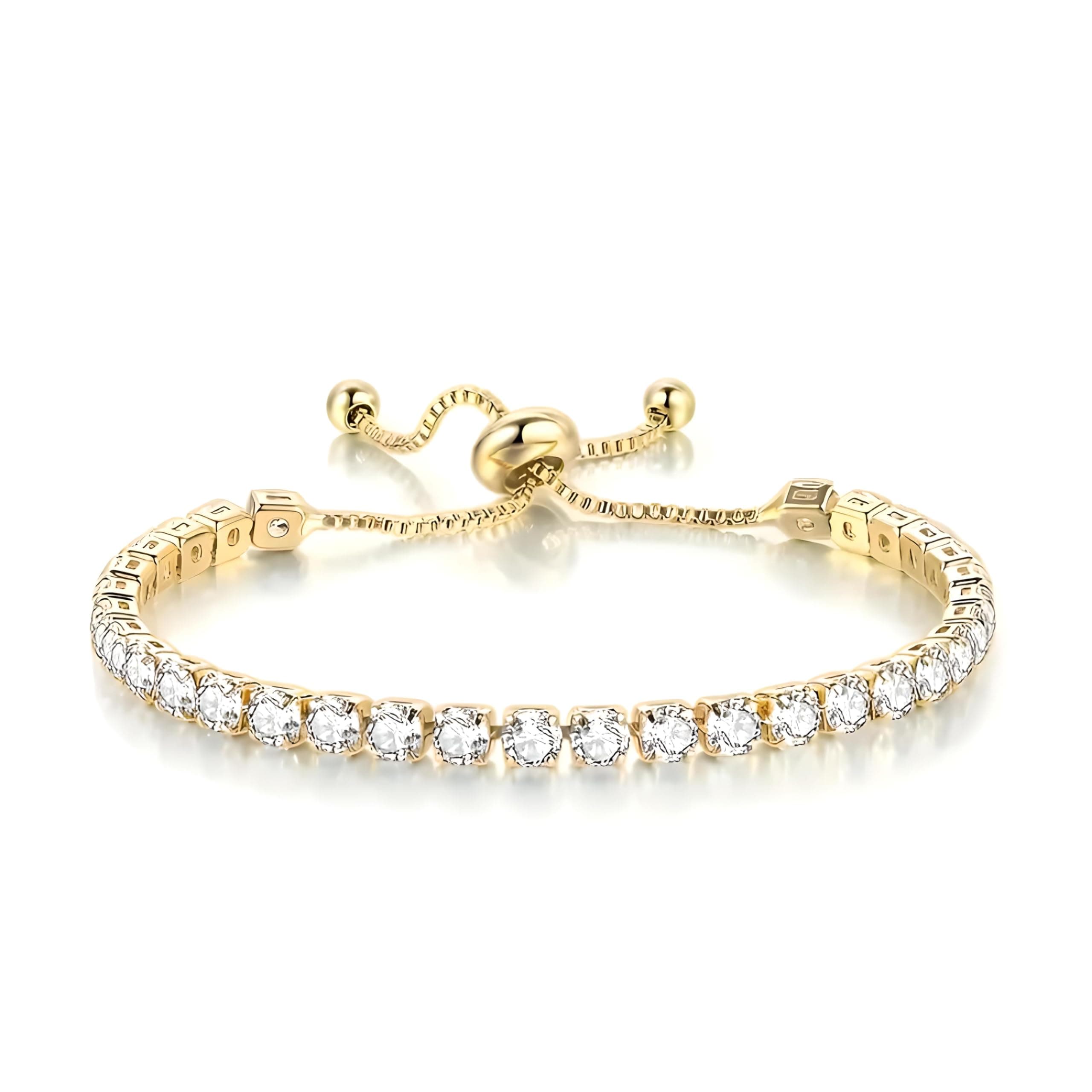 SUPAC Gold Tennis Bracelet, Luxury Shiny Simulated Diamond Jewelry