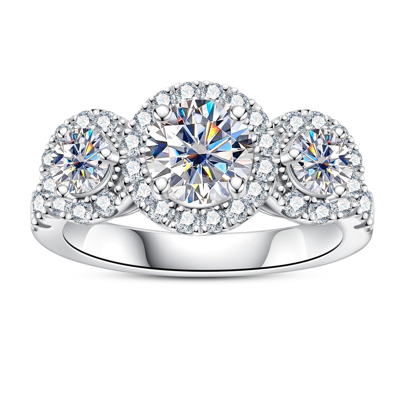 AimiIee 1.4-2.2cttw Moissanite Engagement Ring, D Color VVS1 Clarity, 925 Sterling Silver