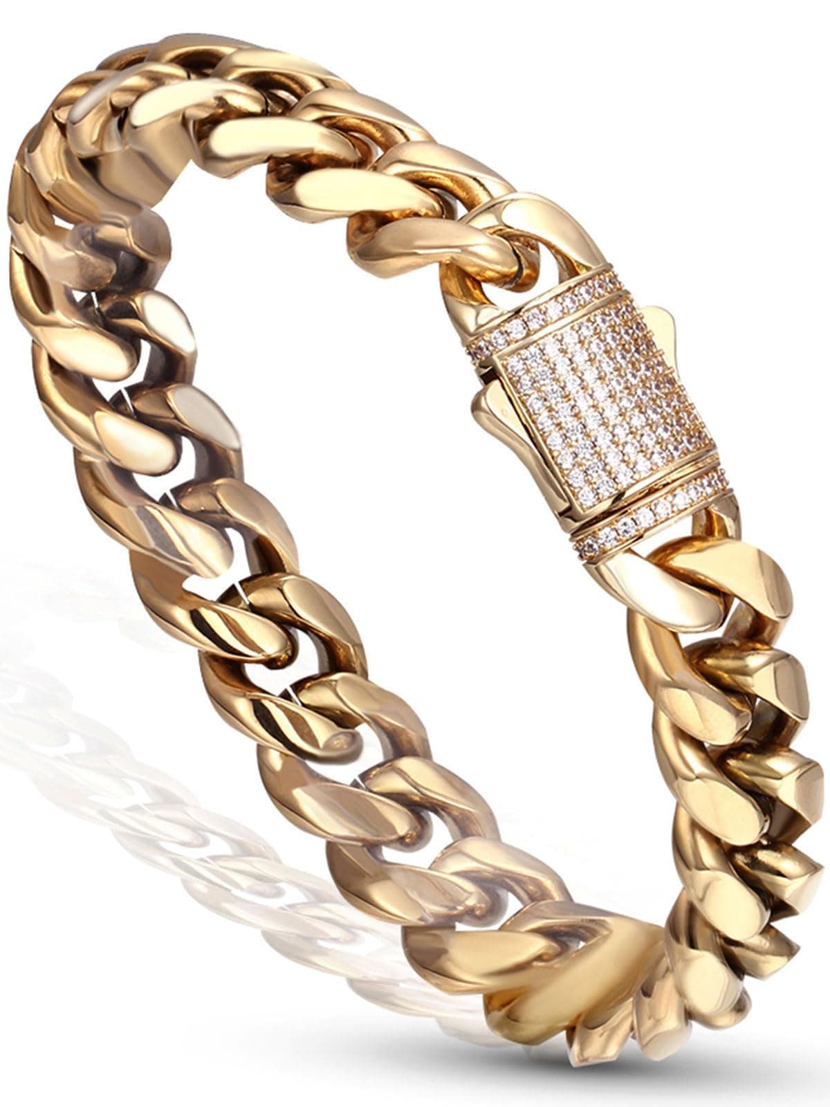 Luxfine 14K Gold Plated Miami Cuban Link Bracelet for Men & Women