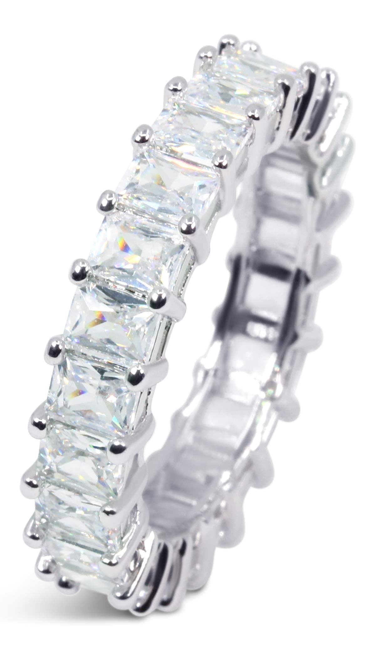 Savlano 18K White Gold Plated CZ 4x4MM Square Eternity Ring for Couple