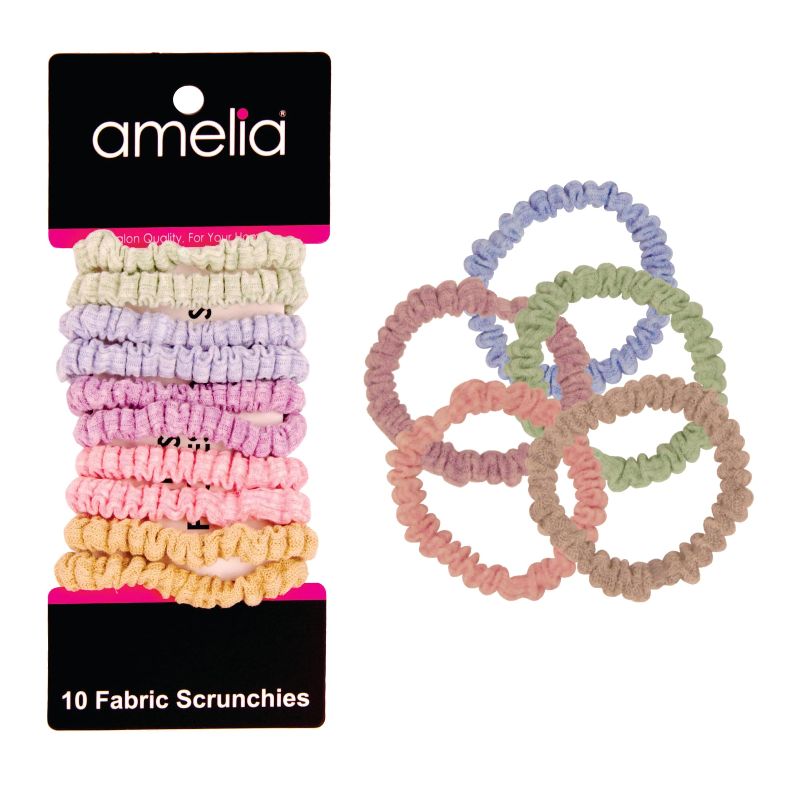 Amelia Beauty 10-Pack Pastels Ribbed Scrunchies – Strong Hold, No-Snag, All Hair Types!