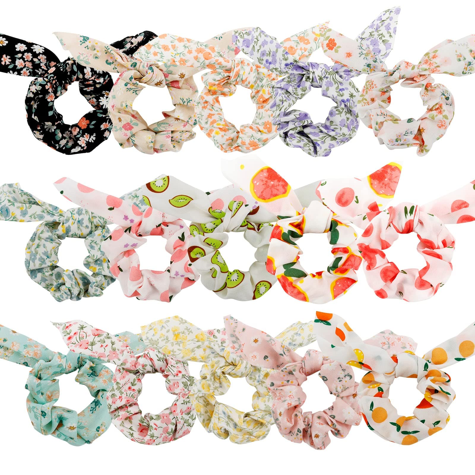 Sure, here's a refined and simplified title based on the keywords provided:
Ondder Hair Scrunchies 15 Pcs - Cute Bow Ribbon Elastic Hair Ties Floral & Fruit Print