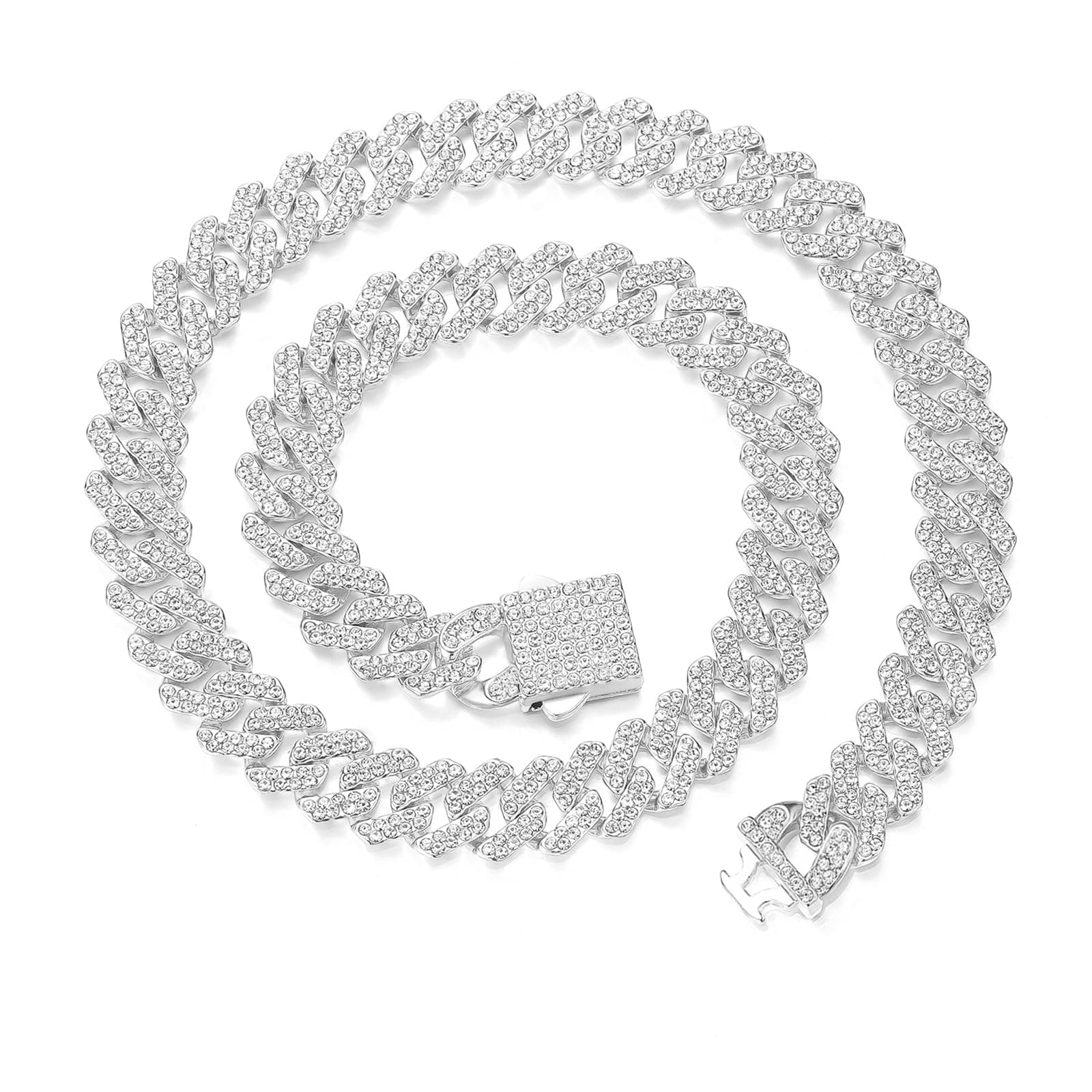 Yunhazit Cuban Link Diamond Bling Silver/Gold Necklace for Women